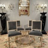 Suite of 4 lacquered chairs Louis XVI style nineteenth era