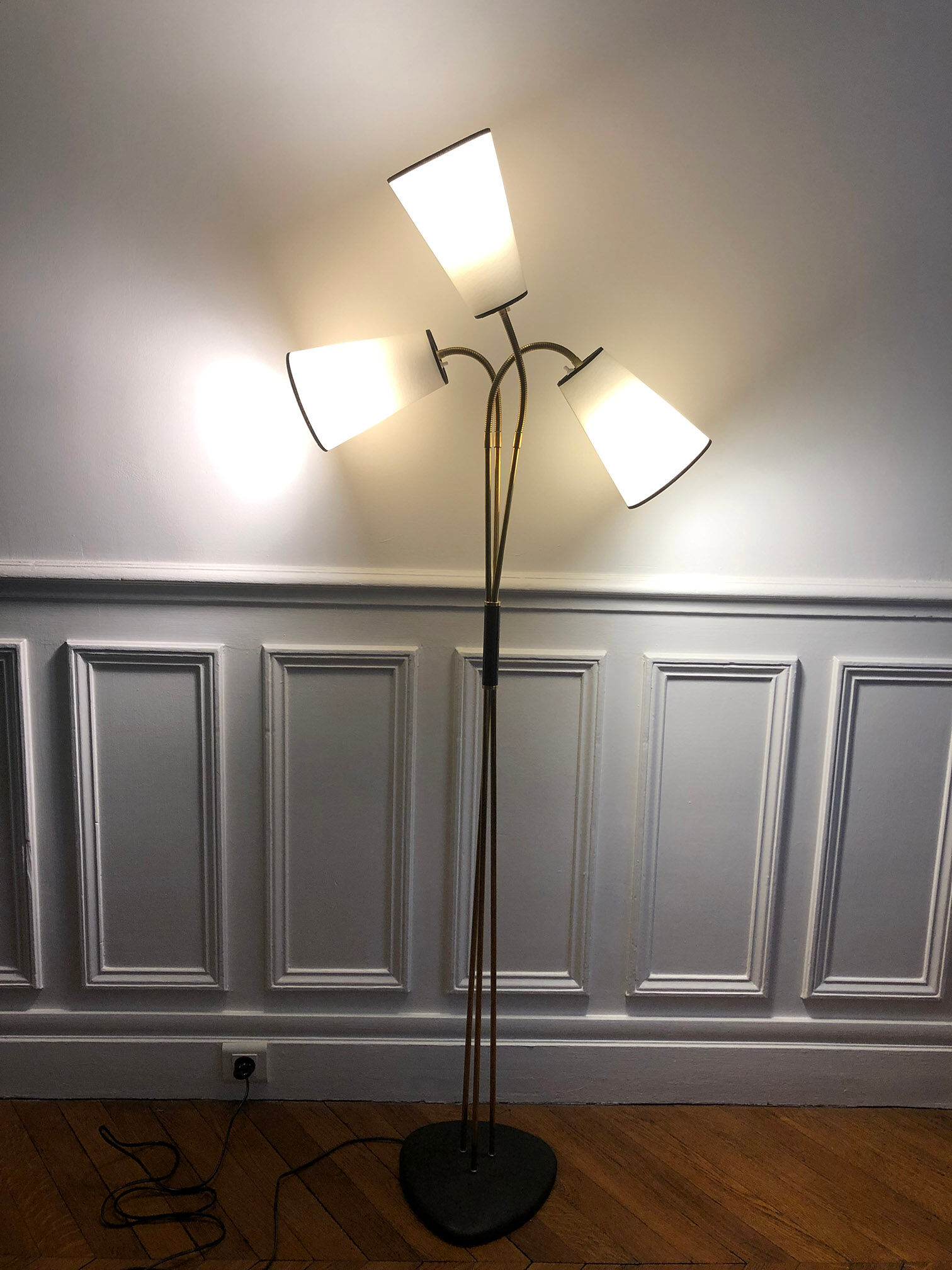 Floor lamp 3 articulated lights 1960