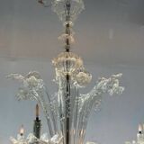Venetian chandelier in Murano glass, 6 light arms, new electrification, circa 1930.