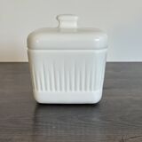 Vintage White Opaline Butter Dish 1970s