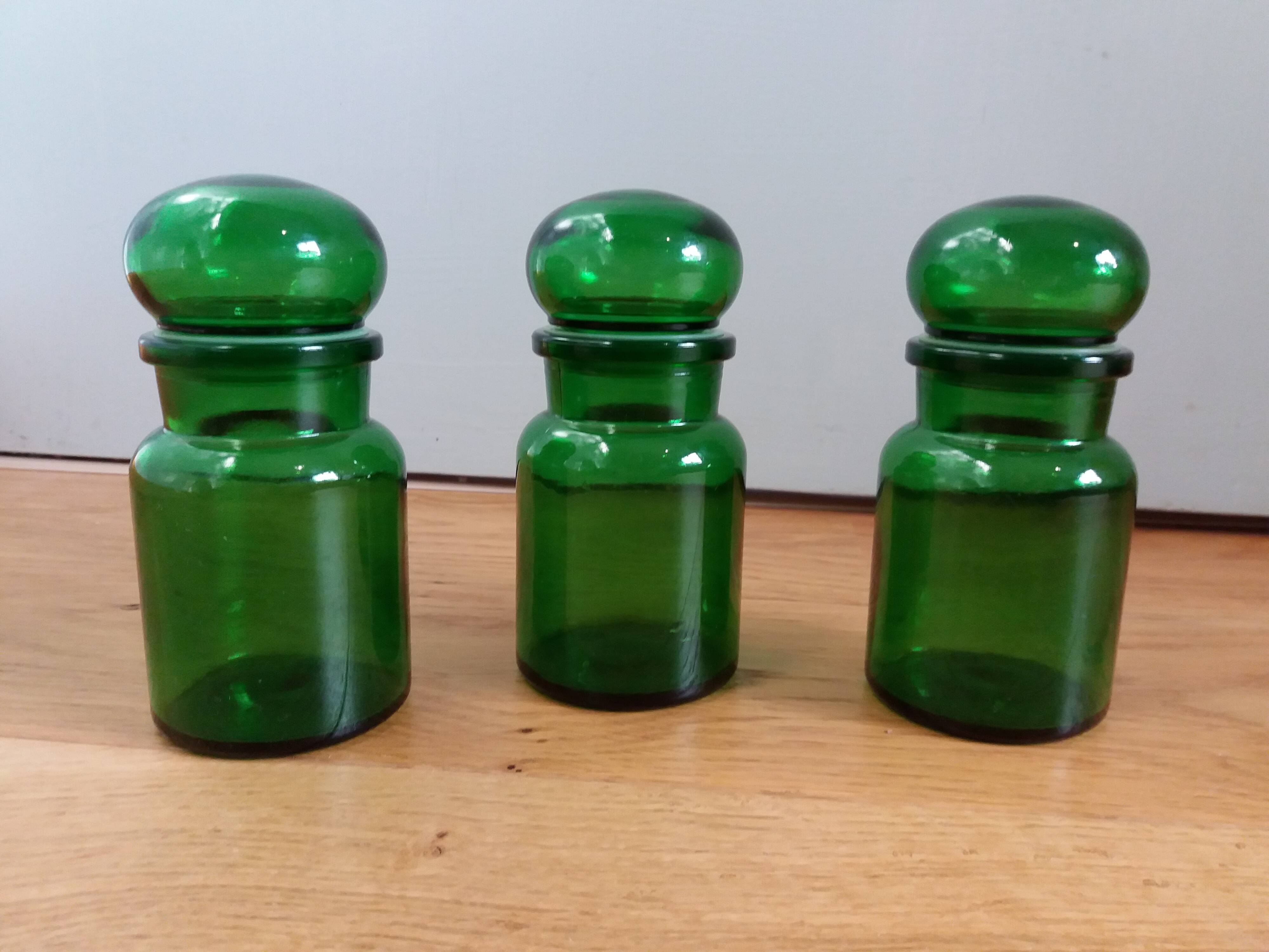Apothecary bottles green glass jar
