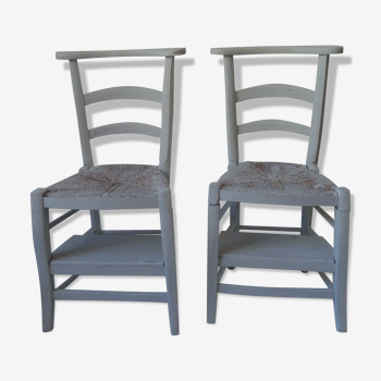 Pair of pray god patinated gray pearl waxed finish, seats mulched and bleached