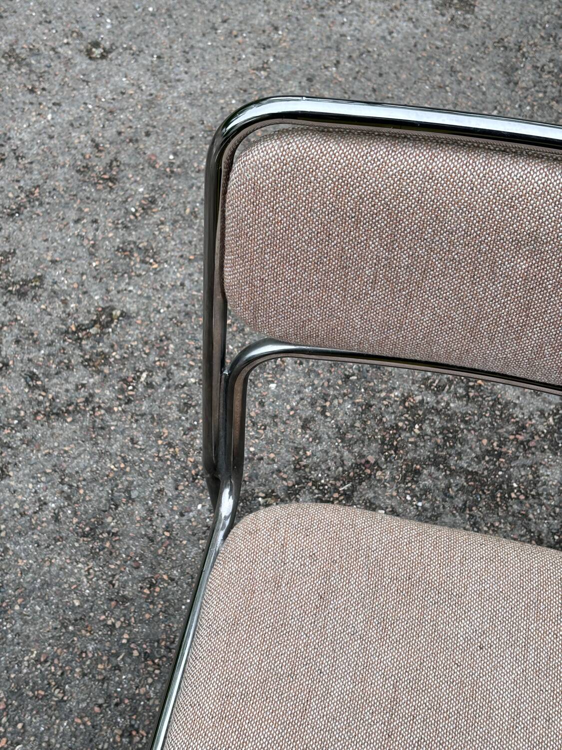 1970s designer chairs in metal and fabric