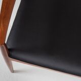 Midcentury Danish chair with armrests in teak and new skai by Arne Vodder for Vamo 1960s