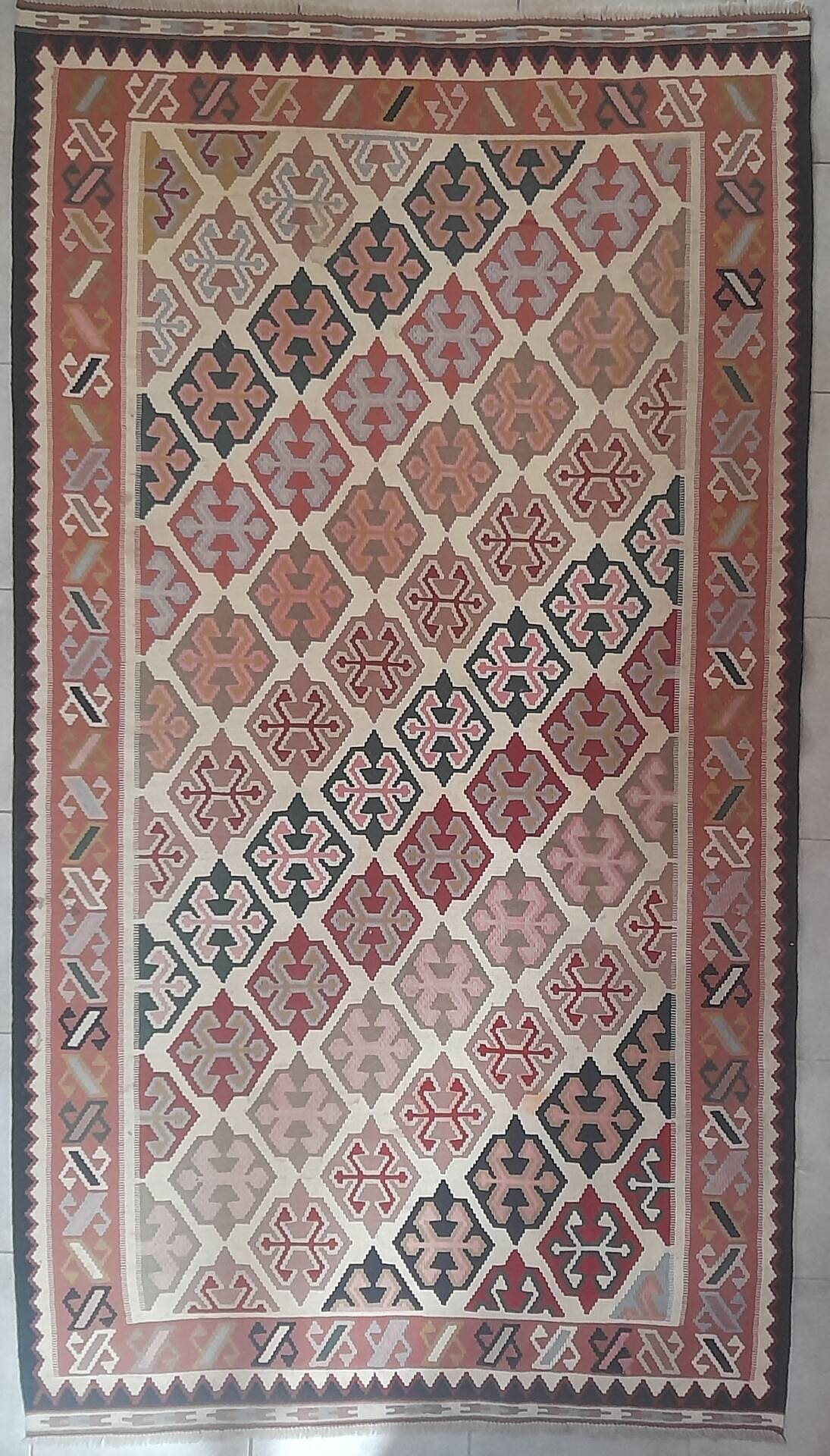 Large geometric kilim rug pure wool 160 x 290 cm