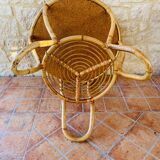 Rattan coffee table with range magazines, vintage circa 60's