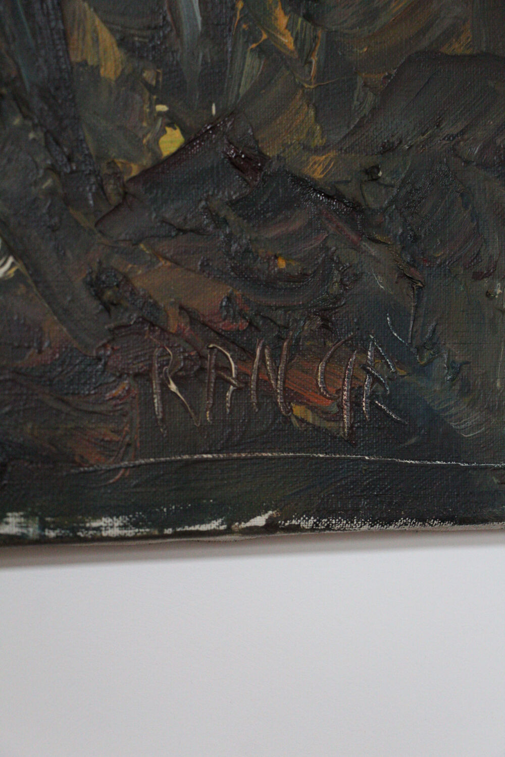 Abstract oil on canvas painting "The Forest" Amsterdam circa 1950