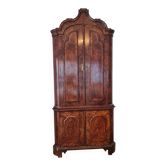 Antique Dutch corner cabinet in burl – two-body cabinet from the 19th century