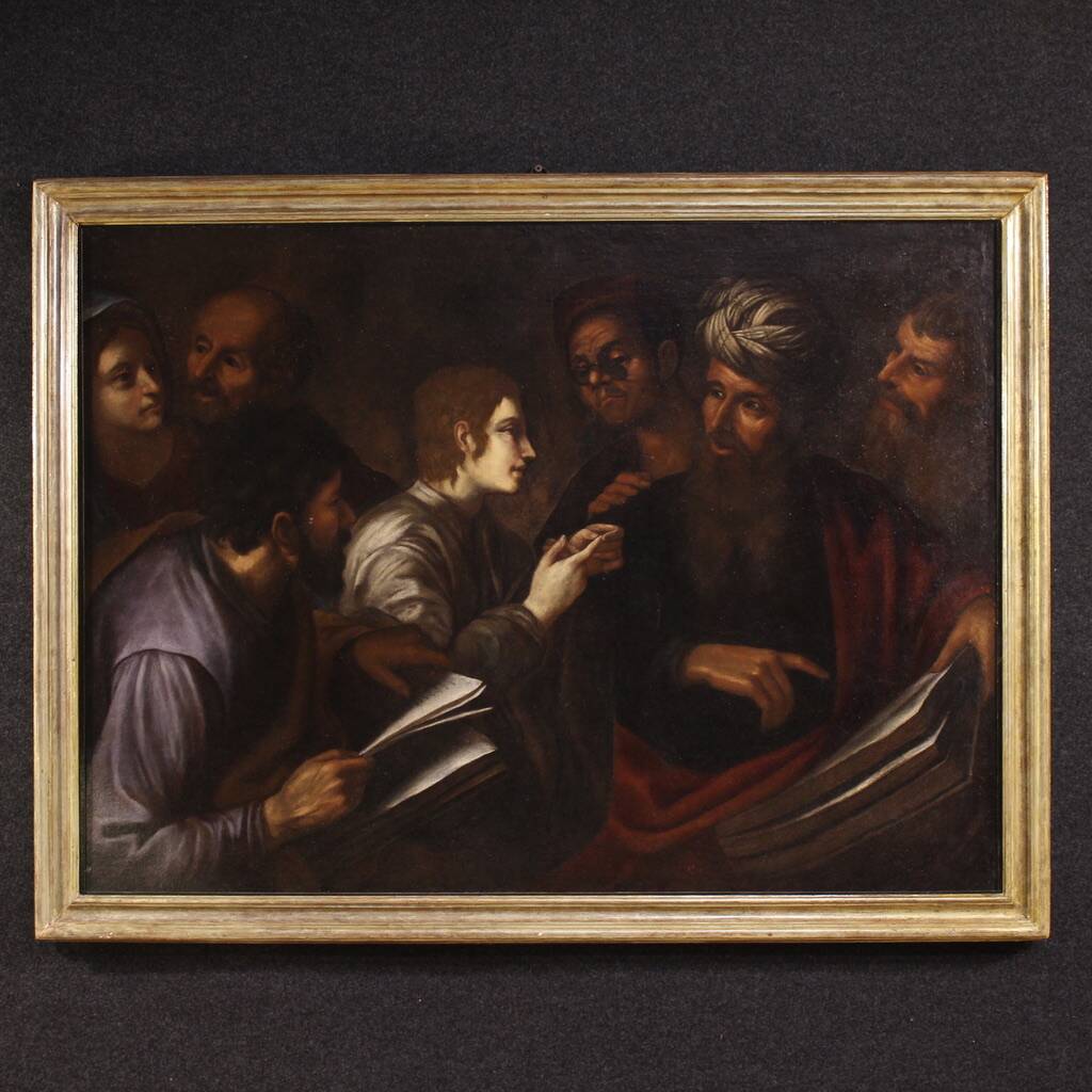 Great 17th century Italian painting, Christ among the Doctors in the Temple