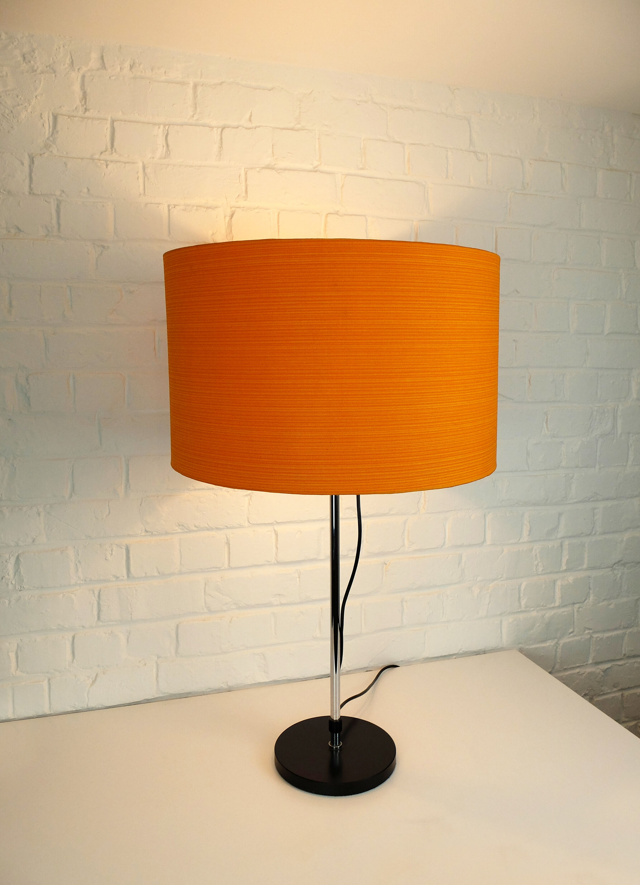 Adjustable Space Age table lamp, original orange lampshade, Staff Leuchten, Germany 1970