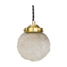 Vintage art deco globe pendant lamp in frosted glass