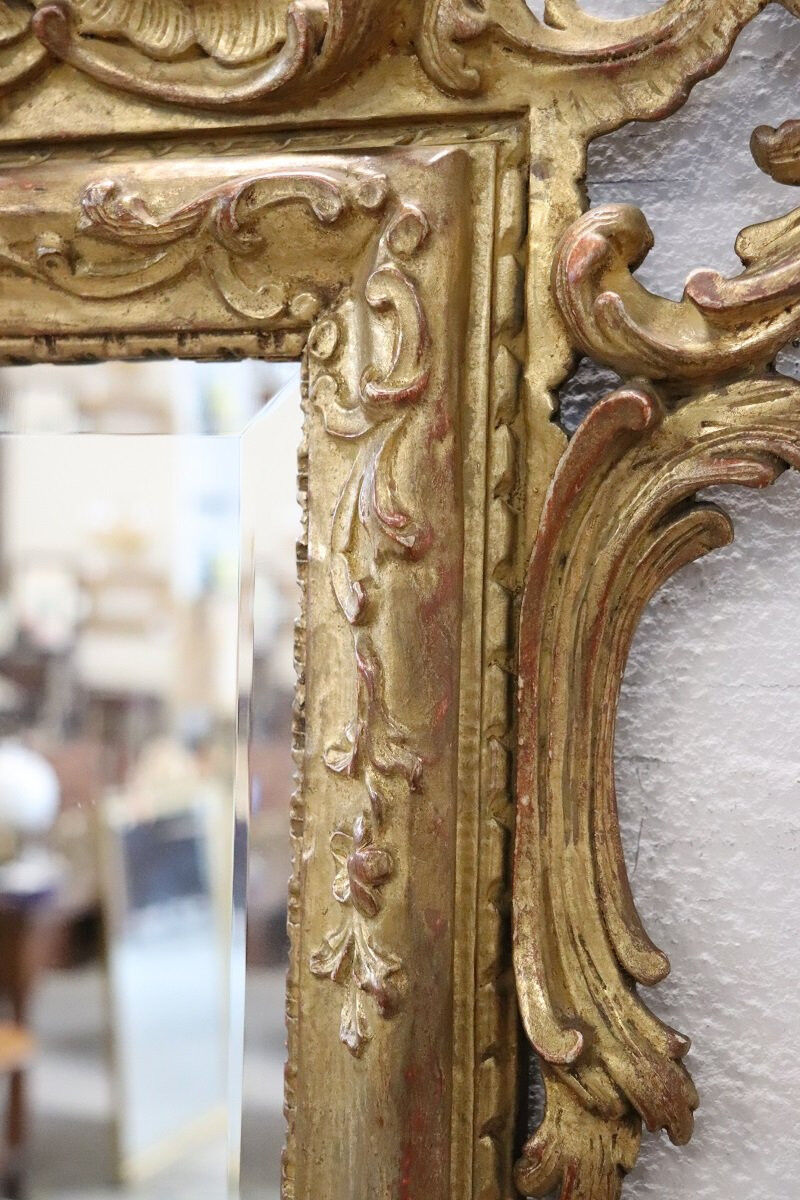 Louis XVI Style Carved And Gilded Wood Wall Mirror, Italy Early 20th Century