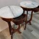 Pair of Empire style side tables, wood and marble.