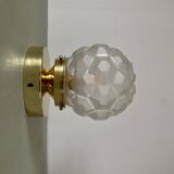 Vintage art deco globe wall or ceiling light in frosted glass