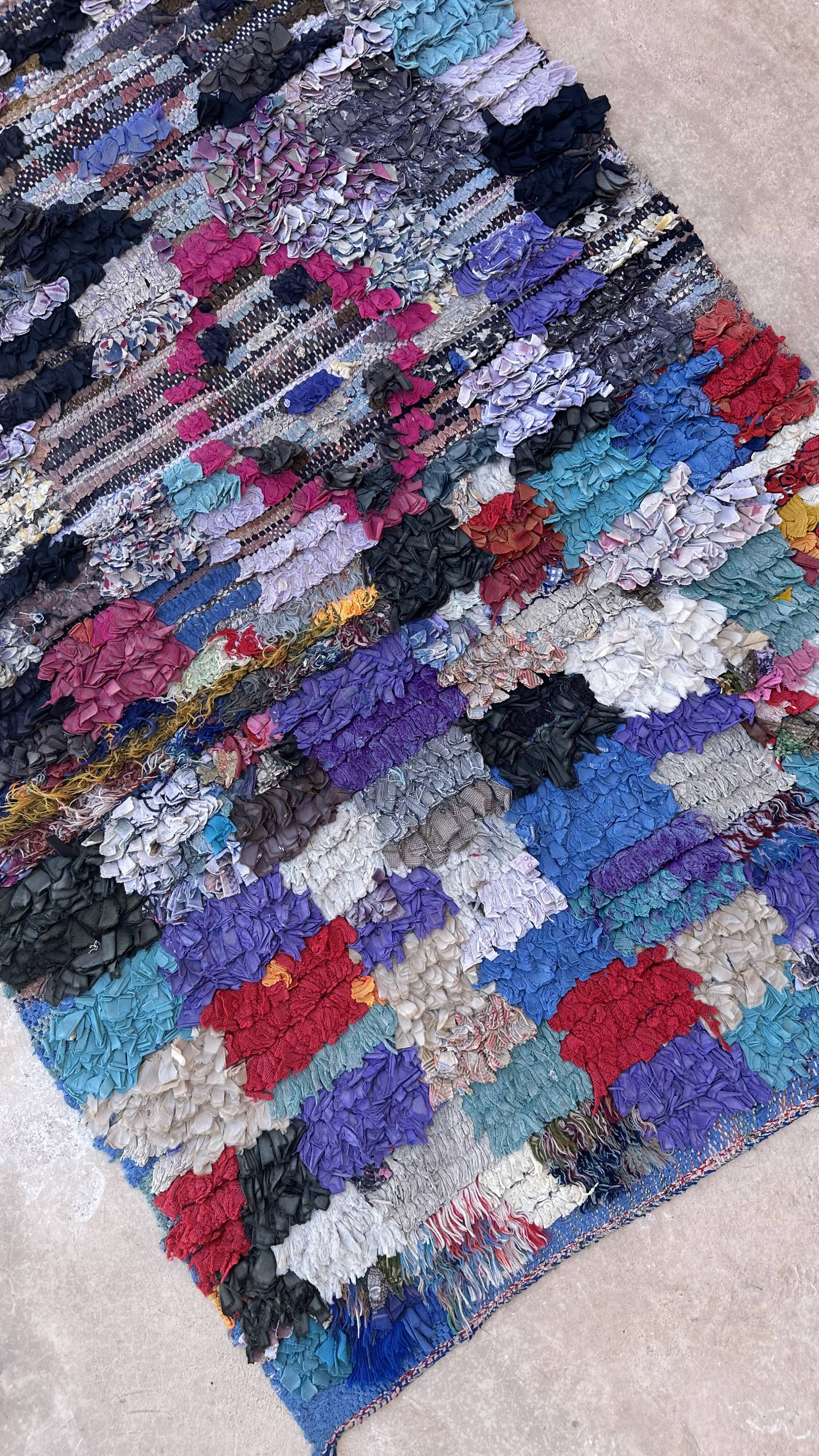 Moroccan carpet Boucherouite colored - 83 x 148 cm