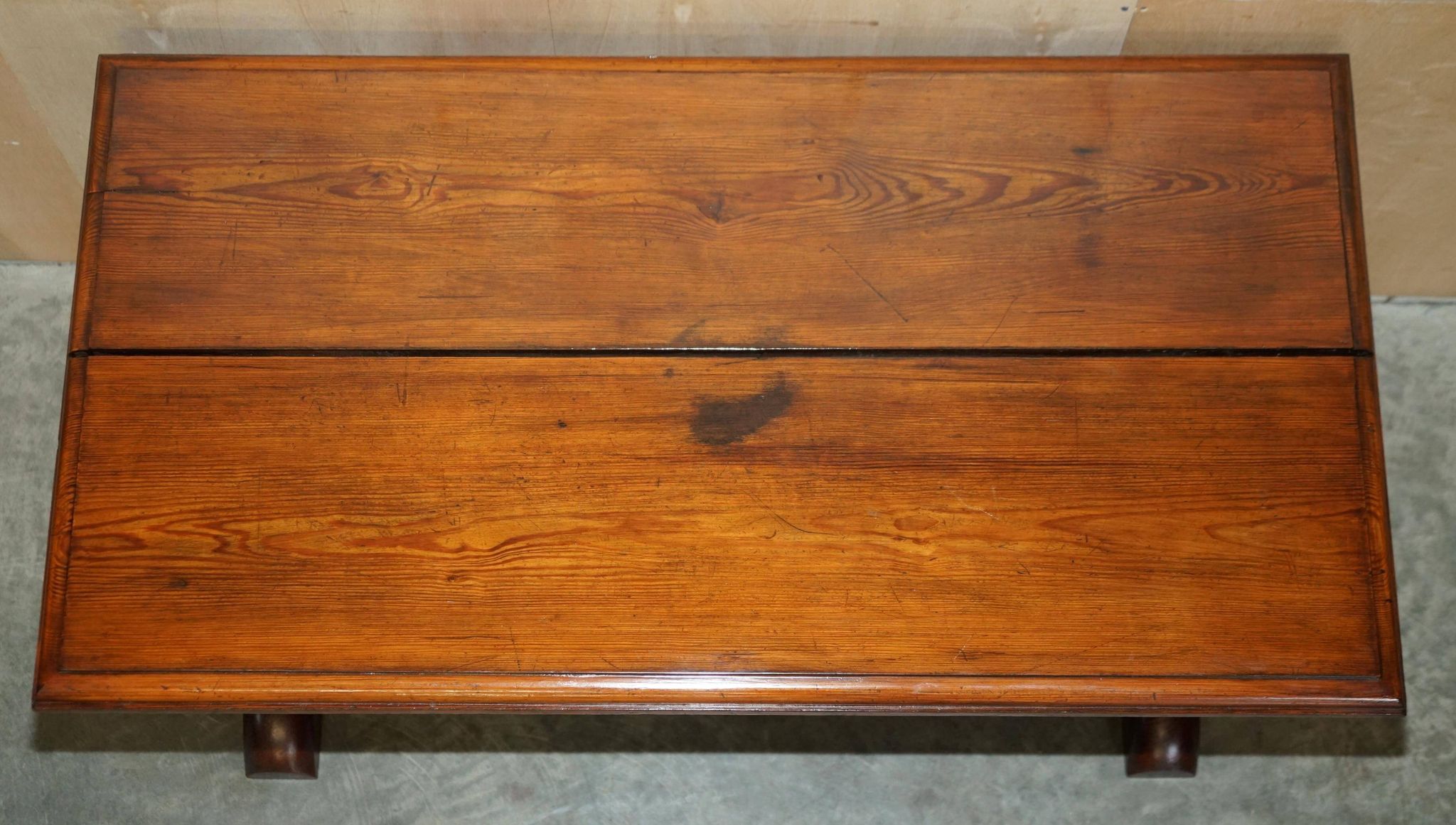 Victorian Gothic library table in antique oak