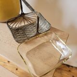 Silver metal and glass basket