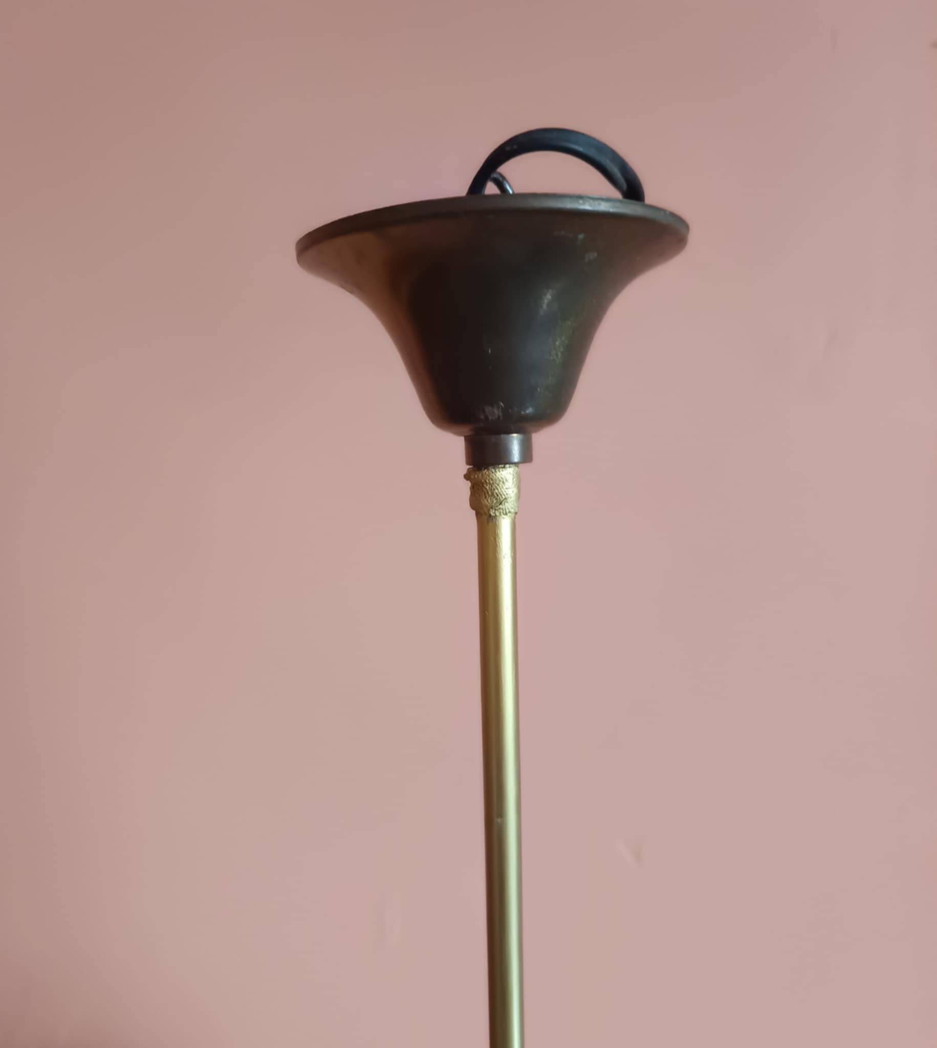 Vintage 1950 glass cylinder pendant light