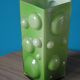 Square vase with half-bubbles in apple green double-layered glass - Denmark 1975