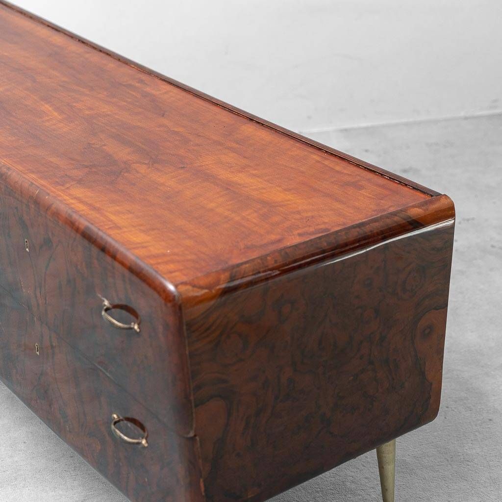 Vintage wooden sideboard with brass legs, 1960s design