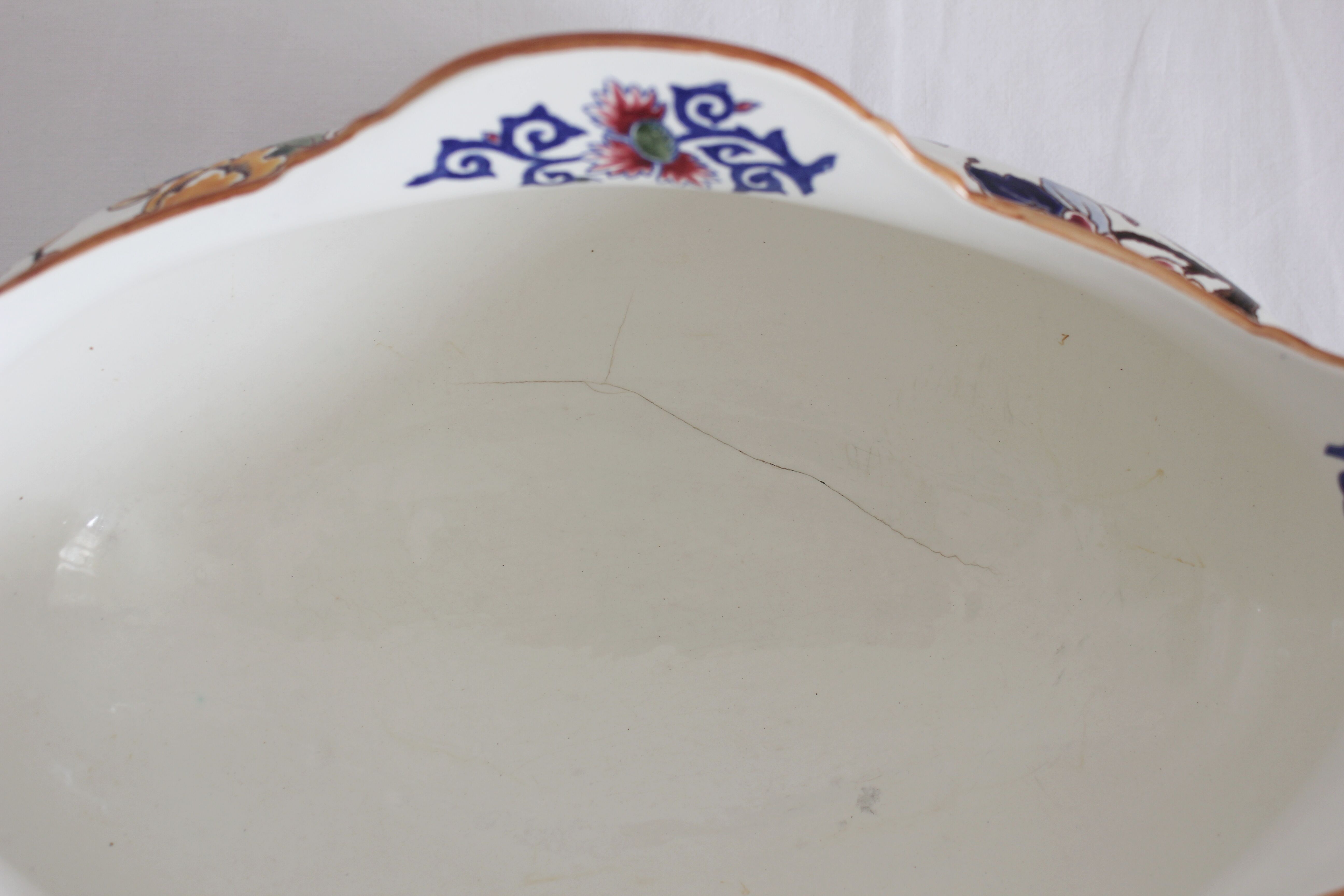 Bernard planter with handles, Peonies, Gien earthenware