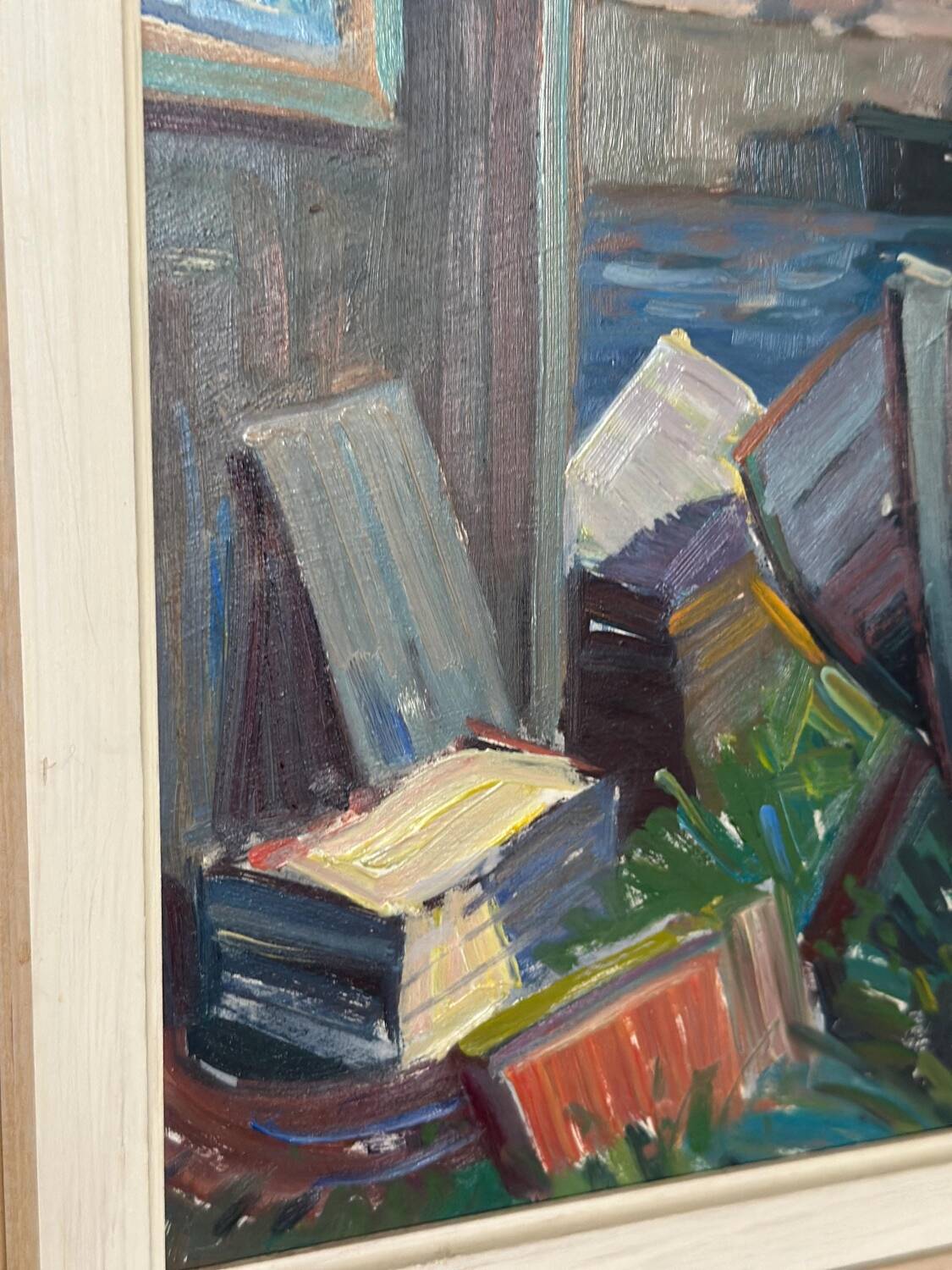 Mid Century Swedish Oil on Panel – “Boats in Port” by Eskil Skans