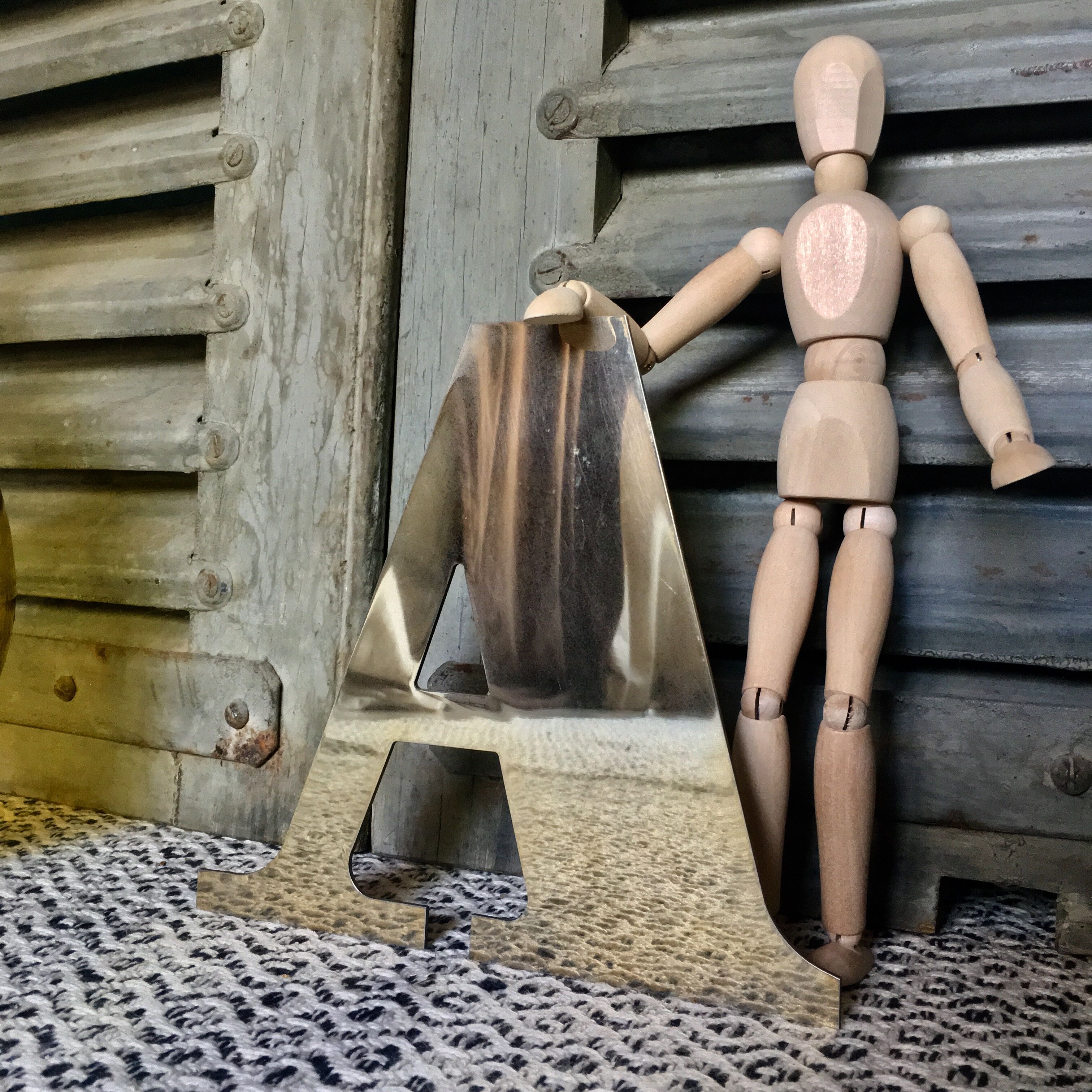 Golden brass sign vintage letter