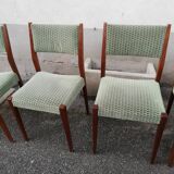 Set of 6 Scandinavian chairs green fabric
