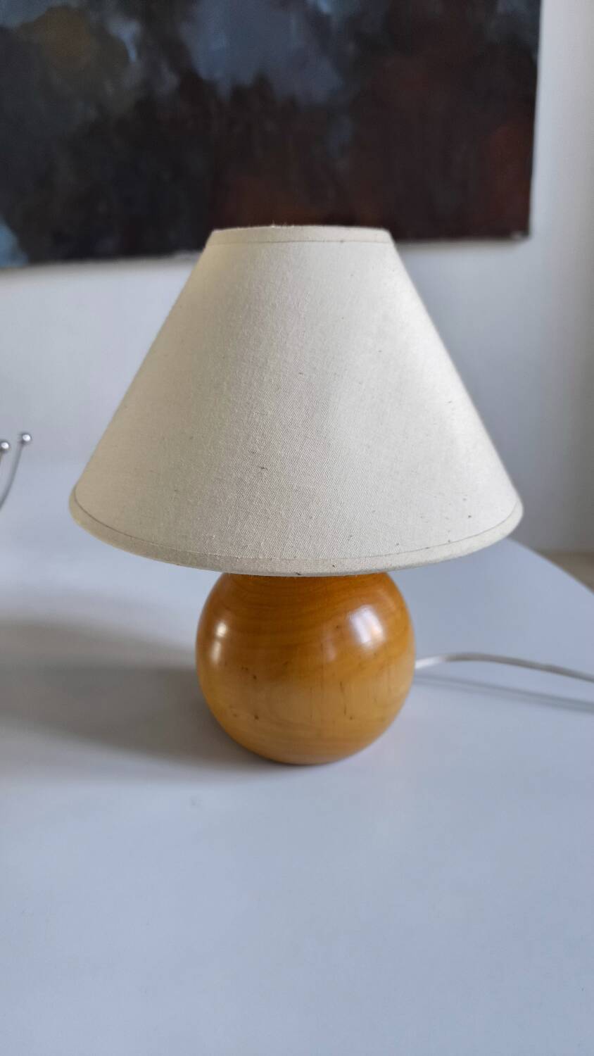 Solid walnut ball table lamp 1970