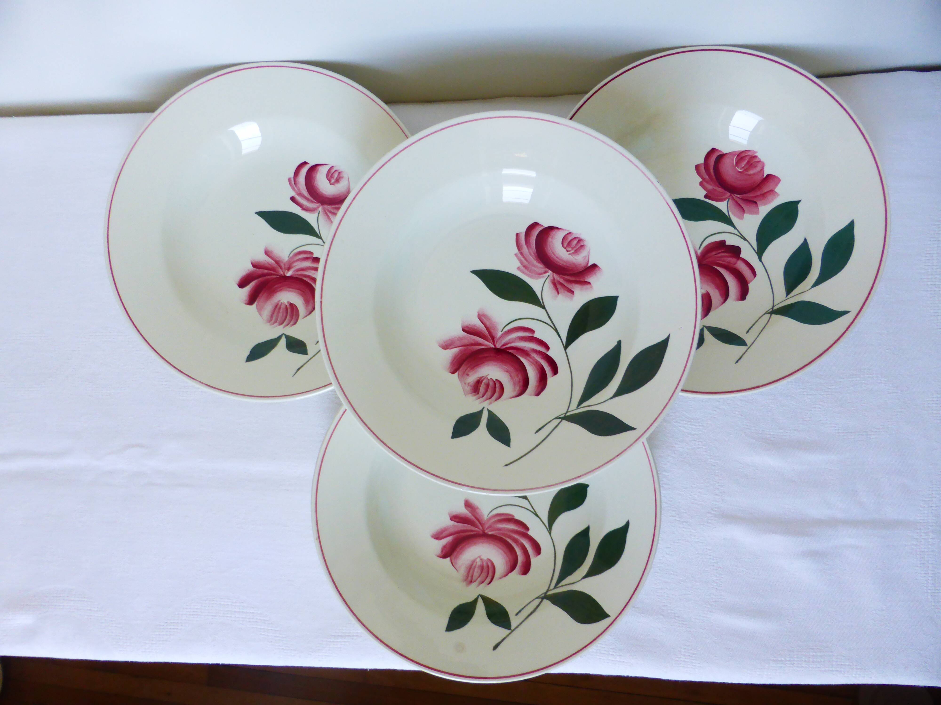 Set of 4 soup plates from Printemps Paris, Essonnes model 210619
