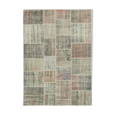 Handmade turkish overdyed 171 cm x 240 cm grey patchwork carpet