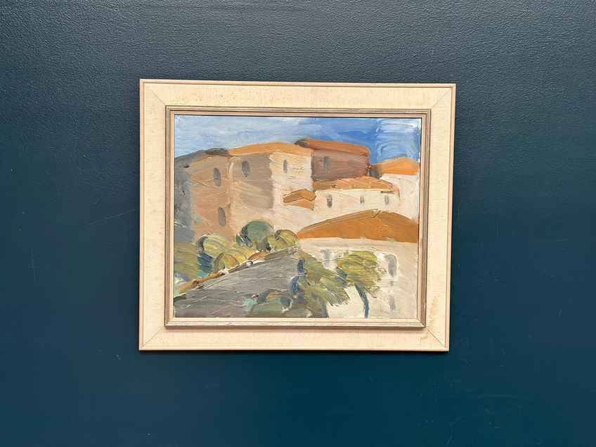 Original Swedish Oil On Canvas – “Cityscape” By Sven‑Erik Markhed