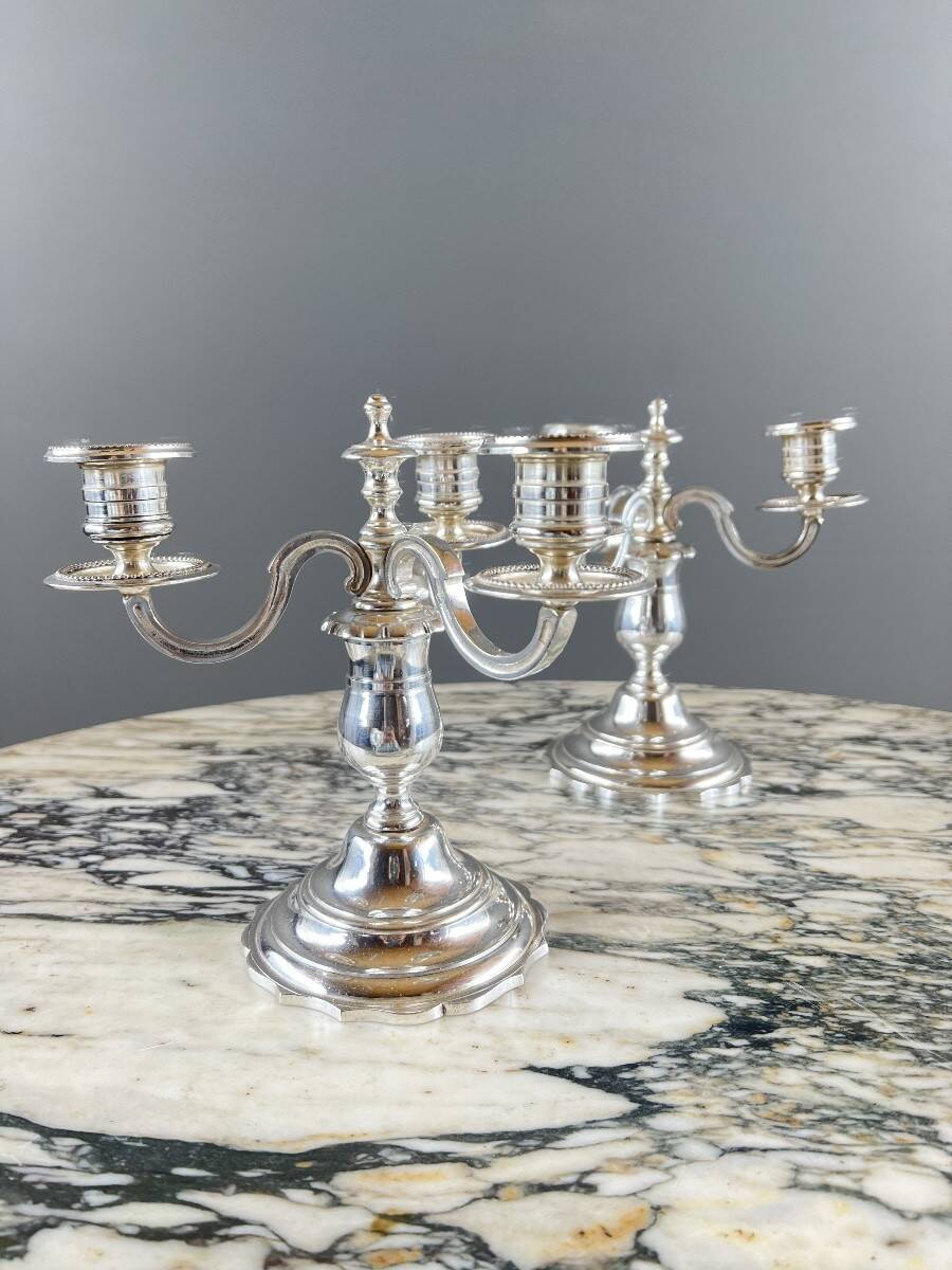 Pair of silver-plated candelabra, 20th century