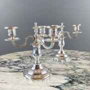 Pair of silver-plated candelabra, 20th century