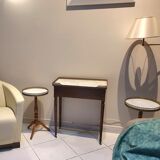 Two round tripod coffee tables louis xvi style