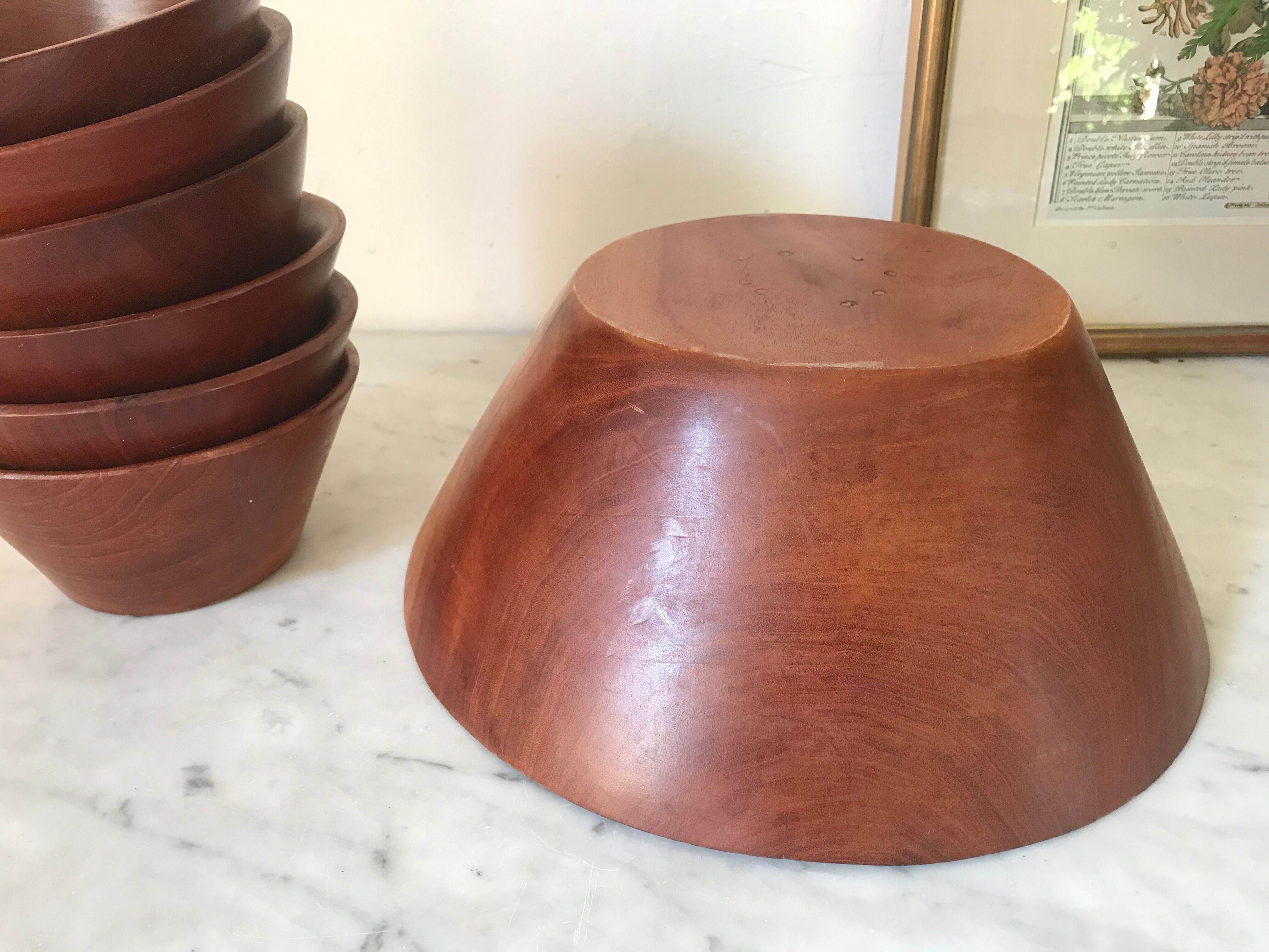 Saladier et ses bols en bois vintage