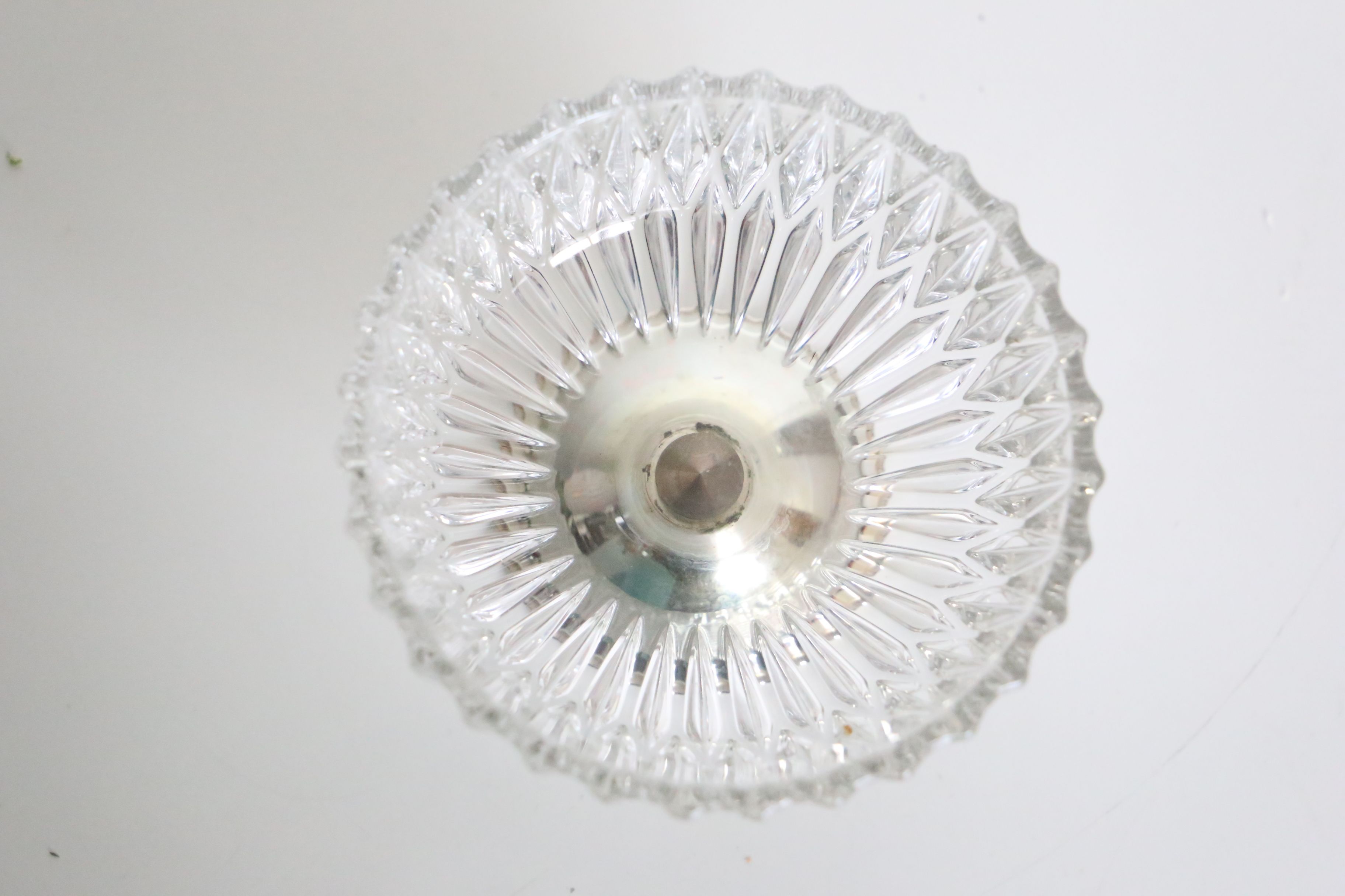 Glass and foot candy in silver metal, molded glass, Vintage French, authentic