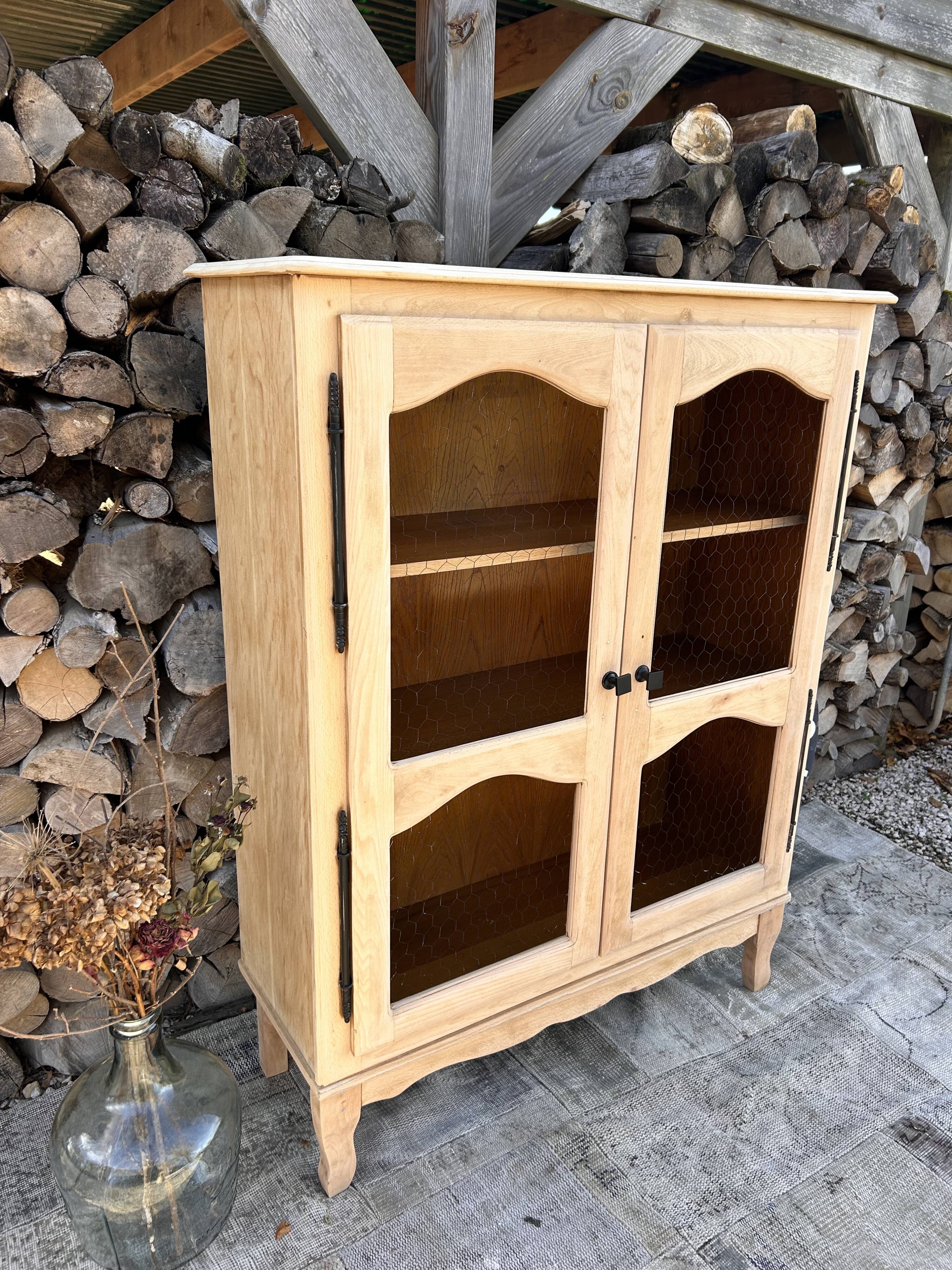 Refurbished solid wood display cabinet/sideboard