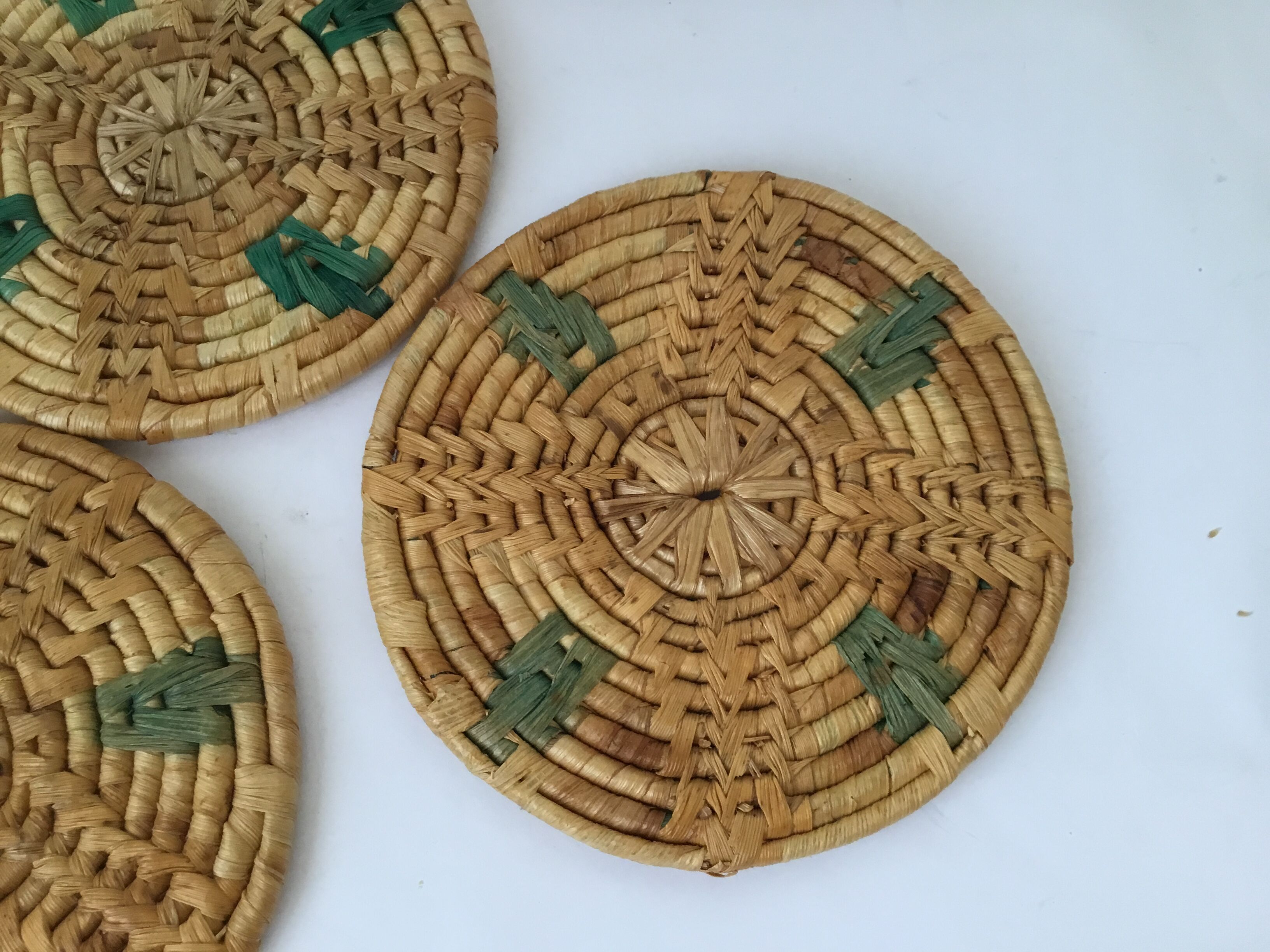 6 braided wicker glass bottoms