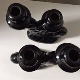 Set of black Vallauris candlesticks, 1950s vintage