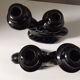 Set of black Vallauris candlesticks, 1950s vintage