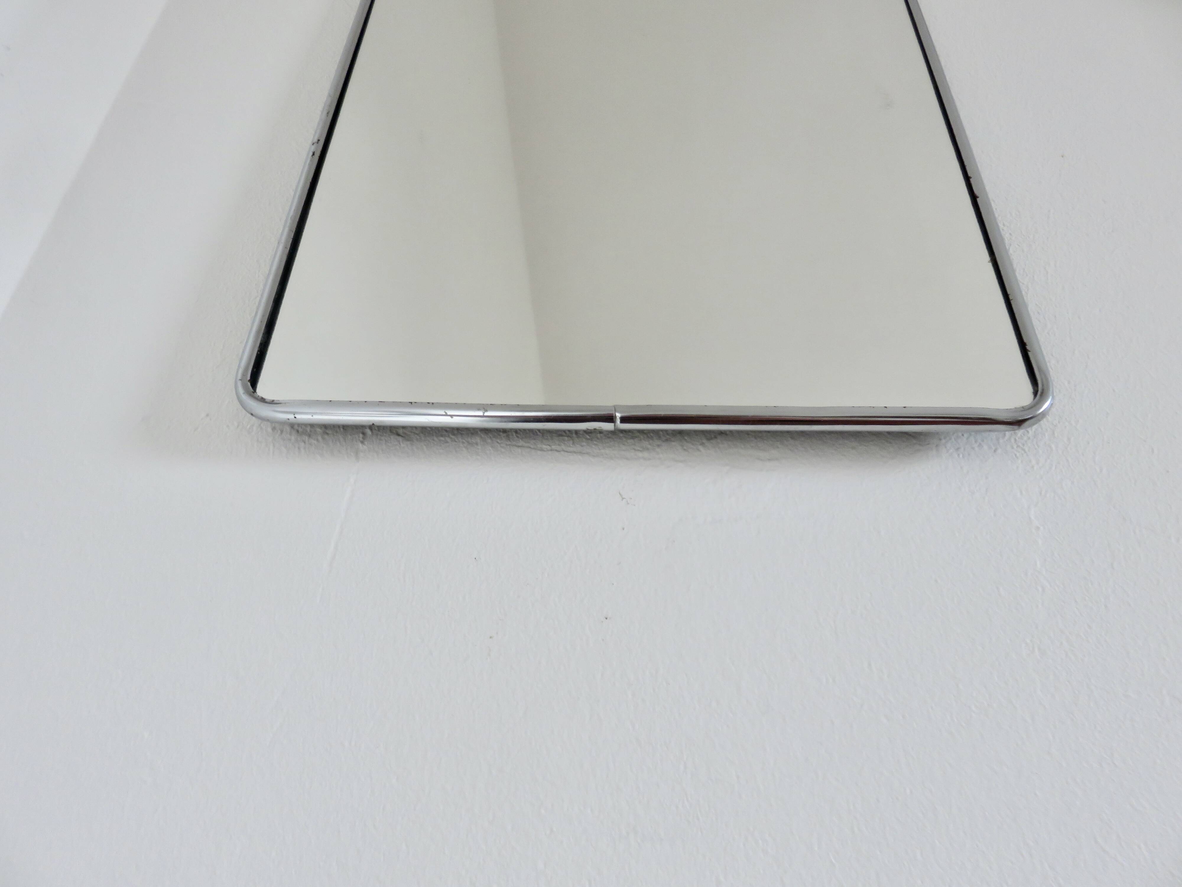 Antique large barber's mirror with chain, 1950s-60s