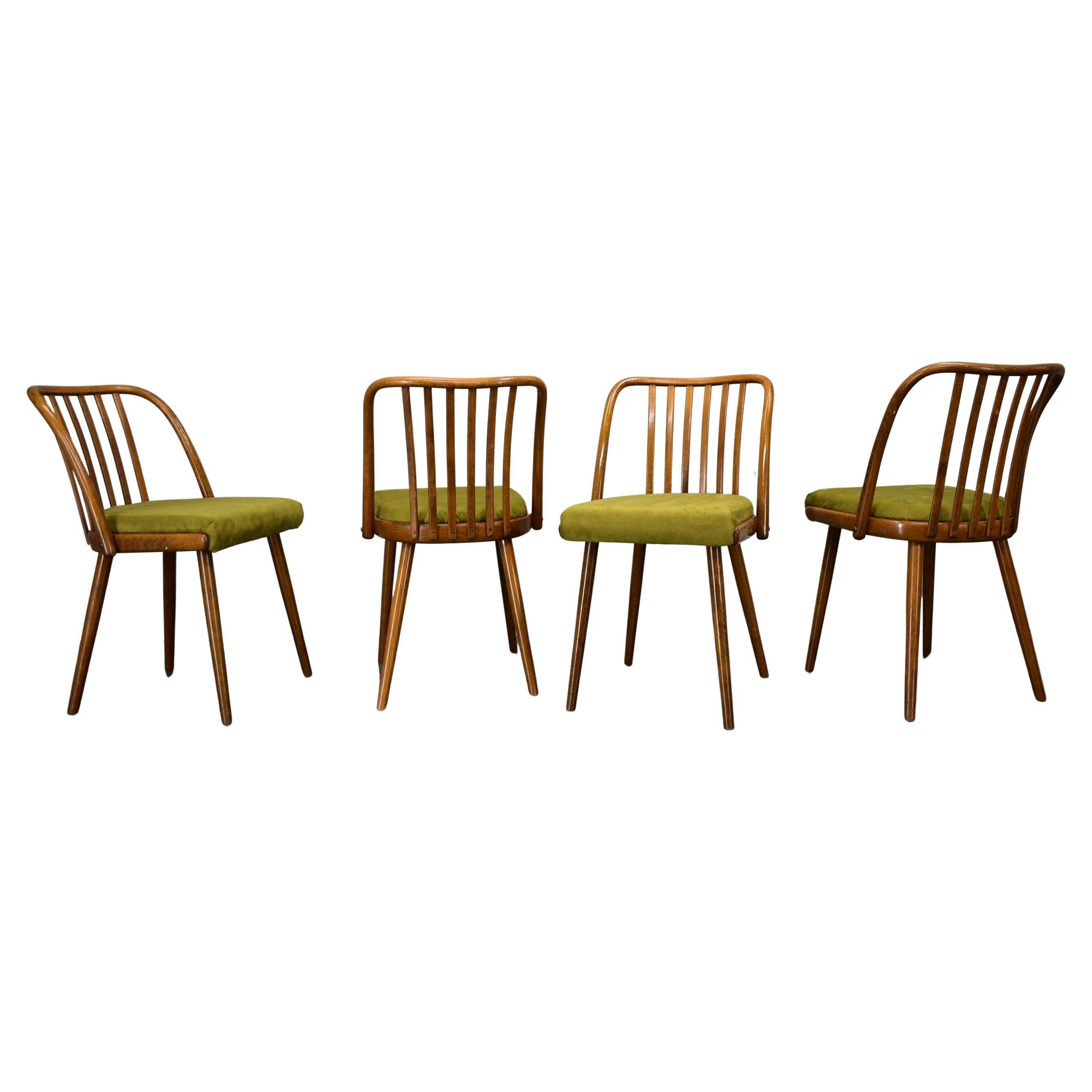 1960s Antonin Suman beech dining chairs, set of 4