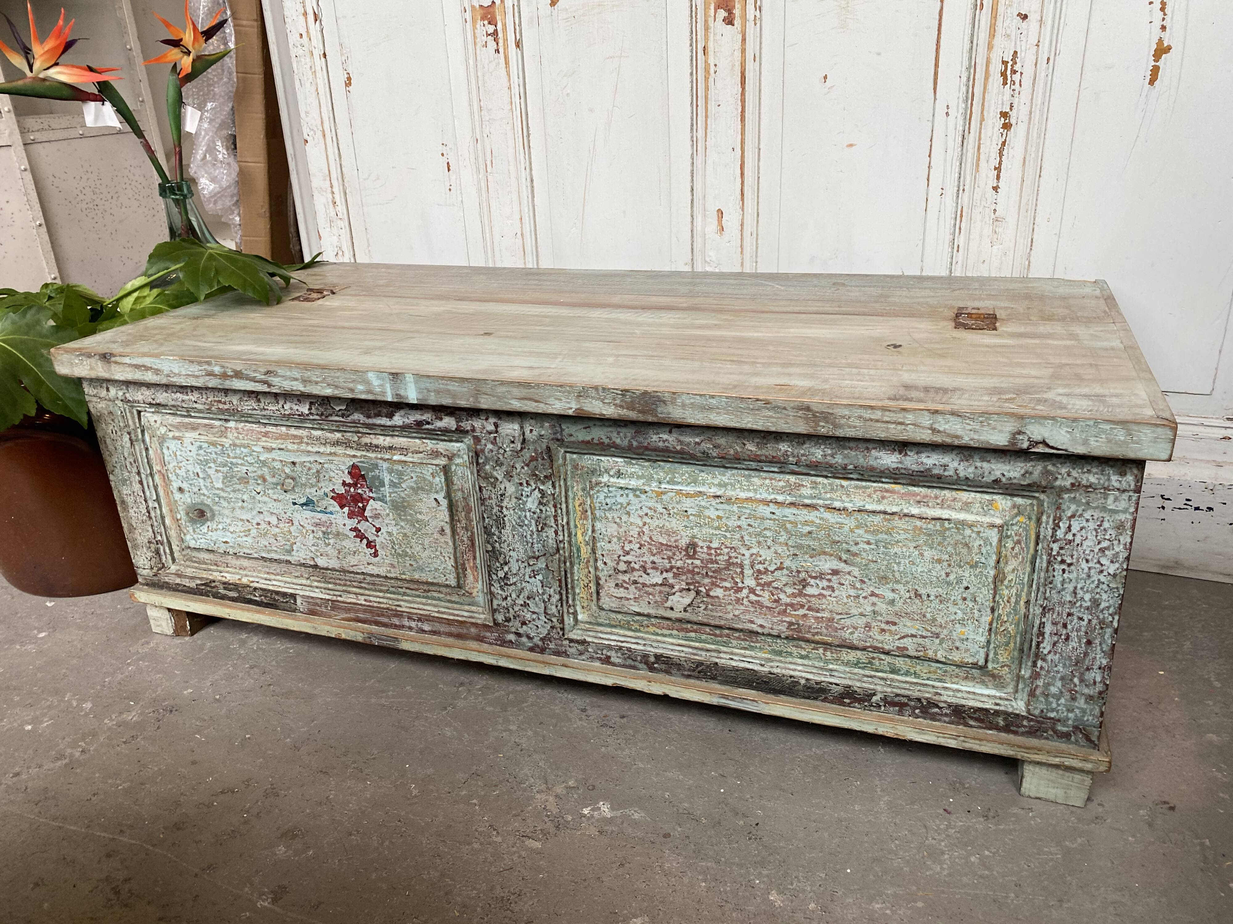 Old wooden box with storage space