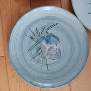 Glazed ceramic plates, signed Camos Vallauris.
