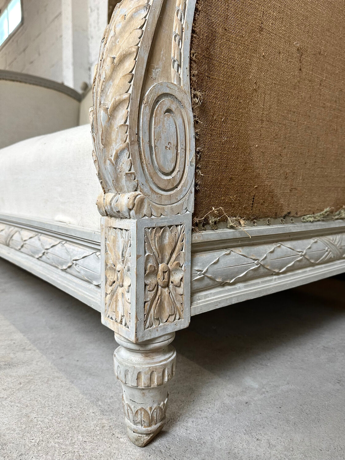 Louis XVI style alcove bed bench, 1900 period