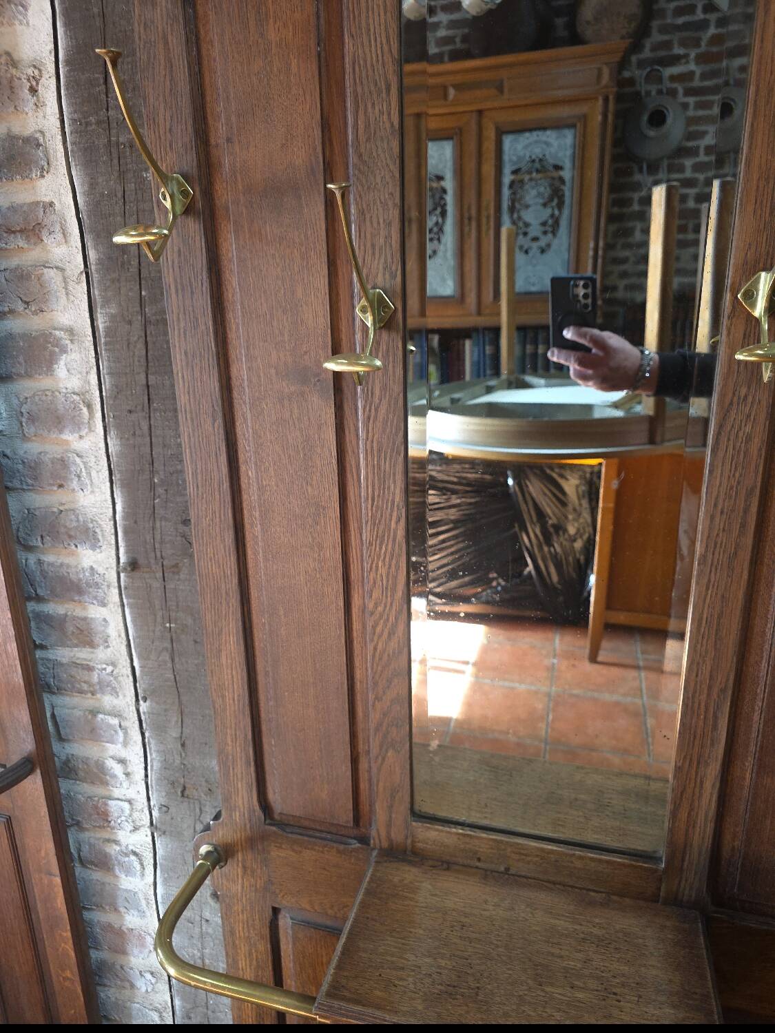 Vestiaire porte manteau ancien en chêne massif