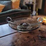 Art Deco stemmed bowl - Smoked glass and silver-plated metal - 1940s