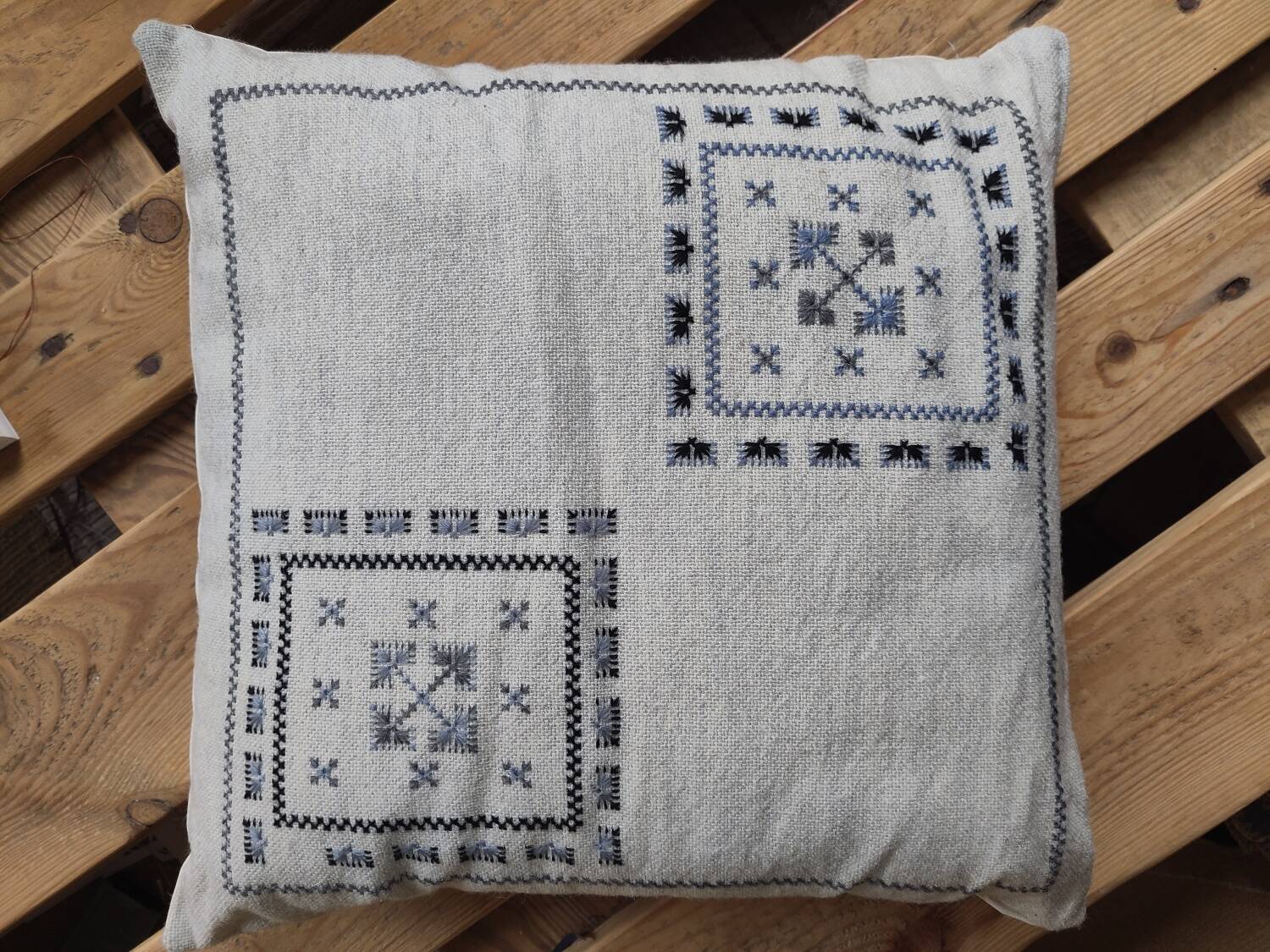 Pair of gray Berber Kerkennah cushions