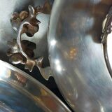 Alpaca silver metal serving dish with flowers